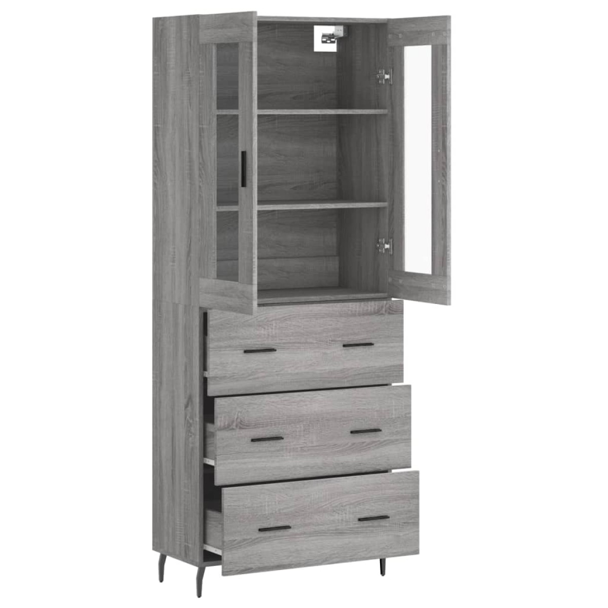 vidaXL Ντουλάπι Γκρι Sonoma 69,5 x 34 x 180 εκ. Επεξεργασμένο Ξύλο