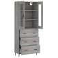 vidaXL Ντουλάπι Γκρι Sonoma 69,5 x 34 x 180 εκ. Επεξεργασμένο Ξύλο