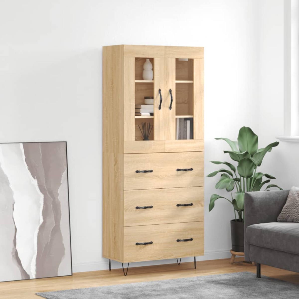 vidaXL Ντουλάπι Sonoma δρυς 69,5 x 34 x 180 εκ. από Επεξεργασμένο Ξύλο