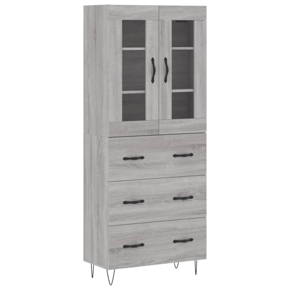 vidaXL Ντουλάπι Γκρι Sonoma 69,5 x 34 x 180 εκ. Επεξεργασμένο Ξύλο