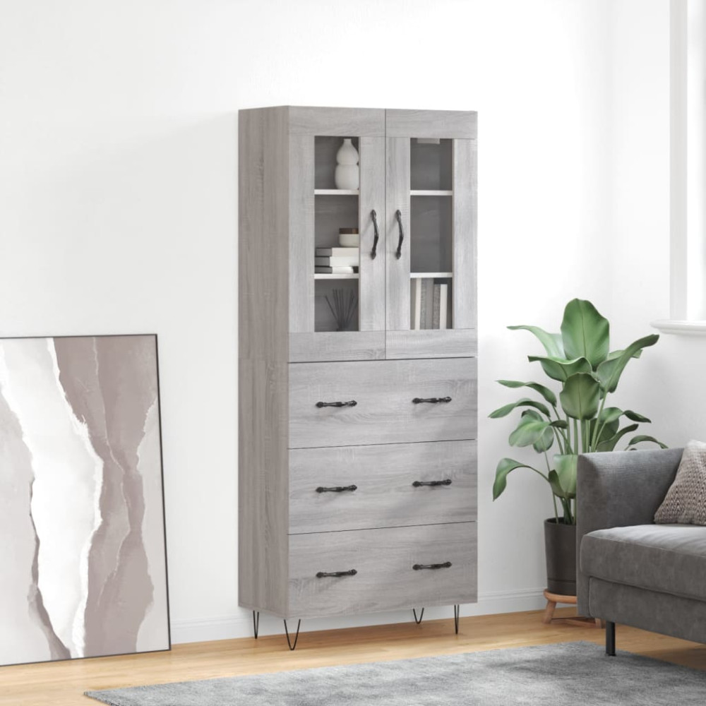 vidaXL Ντουλάπι Γκρι Sonoma 69,5 x 34 x 180 εκ. Επεξεργασμένο Ξύλο