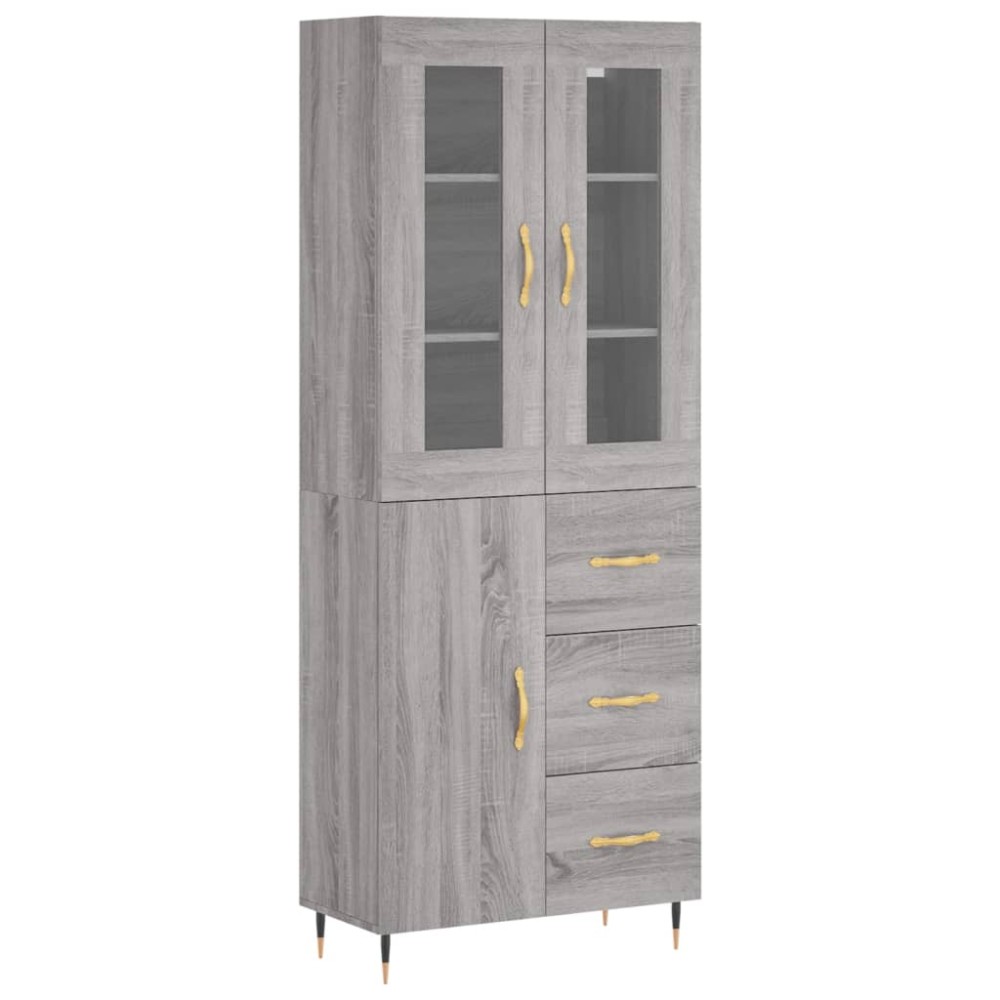 vidaXL Ντουλάπι Γκρι Sonoma 69,5 x 34 x 180 εκ. Επεξεργασμένο Ξύλο
