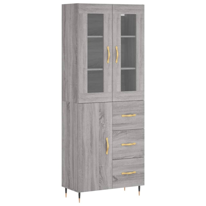 vidaXL Ντουλάπι Γκρι Sonoma 69,5 x 34 x 180 εκ. Επεξεργασμένο Ξύλο