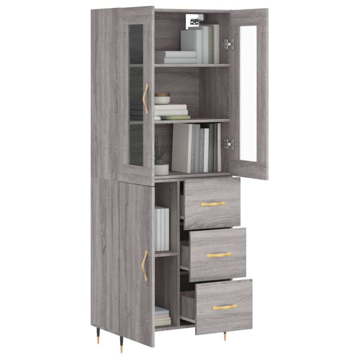 vidaXL Ντουλάπι Γκρι Sonoma 69,5 x 34 x 180 εκ. Επεξεργασμένο Ξύλο