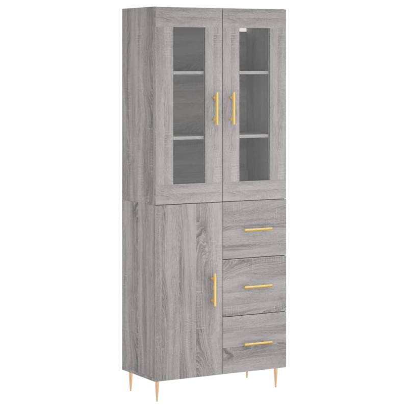 vidaXL Ντουλάπι Γκρι Sonoma 69,5 x 34 x 180 εκ. Επεξεργασμένο Ξύλο