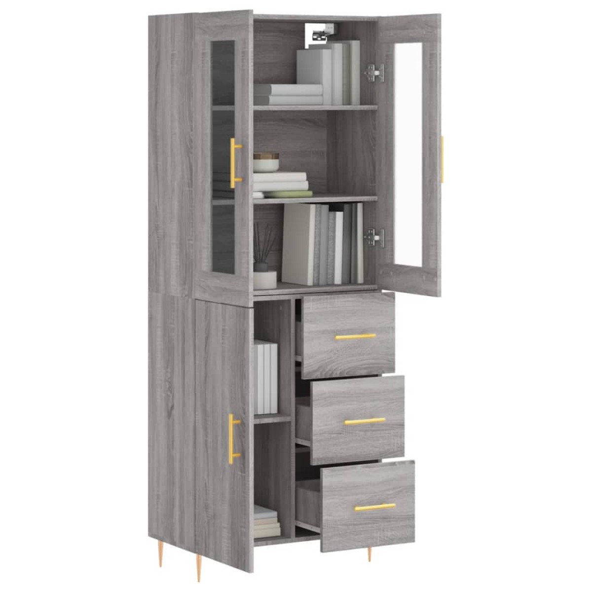 vidaXL Ντουλάπι Γκρι Sonoma 69,5 x 34 x 180 εκ. Επεξεργασμένο Ξύλο