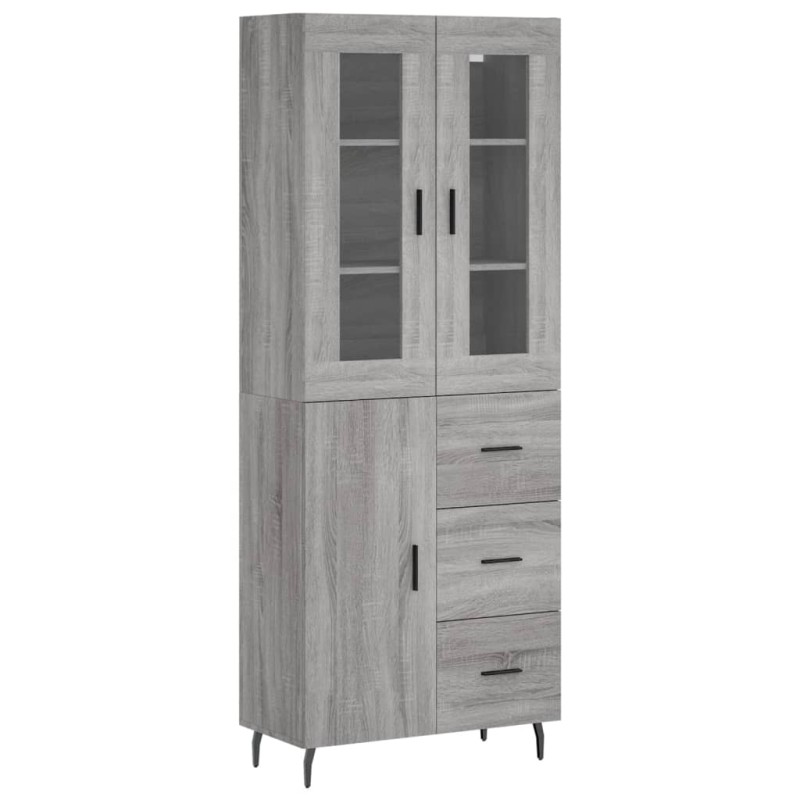 vidaXL Ντουλάπι Γκρι Sonoma 69,5 x 34 x 180 εκ. Επεξεργασμένο Ξύλο