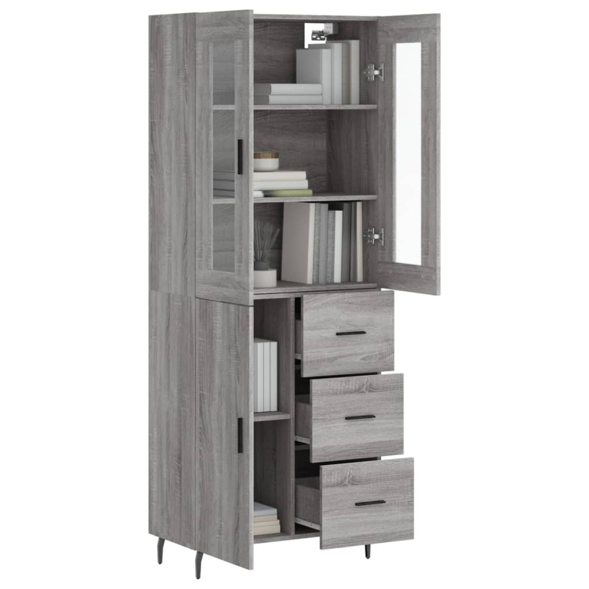 vidaXL Ντουλάπι Γκρι Sonoma 69,5 x 34 x 180 εκ. Επεξεργασμένο Ξύλο