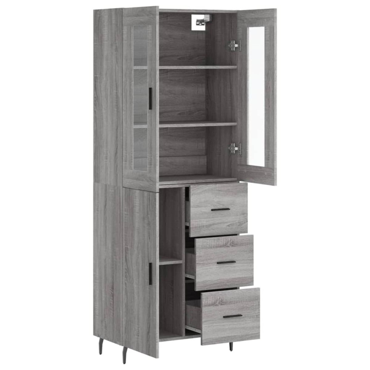vidaXL Ντουλάπι Γκρι Sonoma 69,5 x 34 x 180 εκ. Επεξεργασμένο Ξύλο