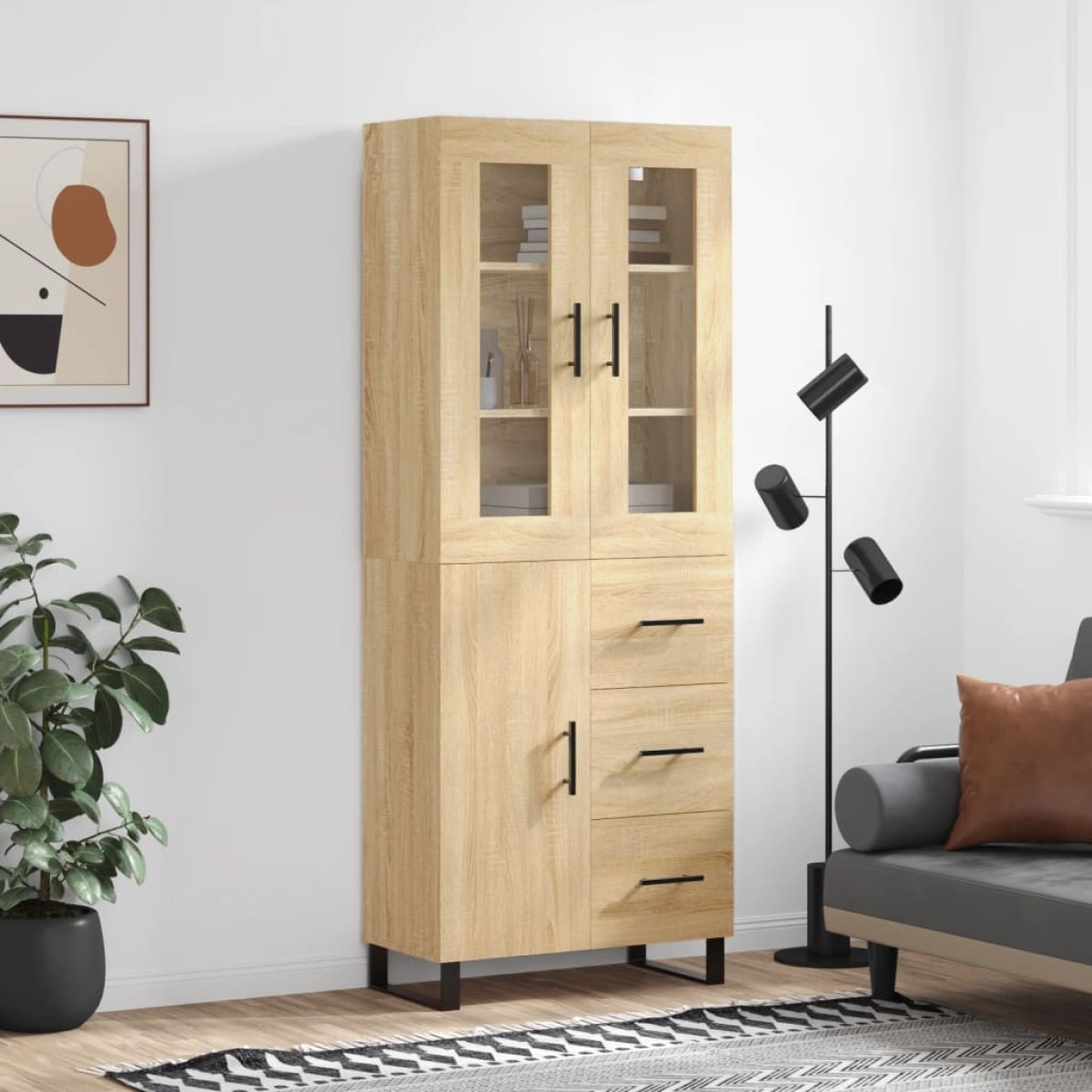 vidaXL Ντουλάπι Sonoma δρυς 69,5 x 34 x 180 εκ. από Επεξεργασμένο Ξύλο