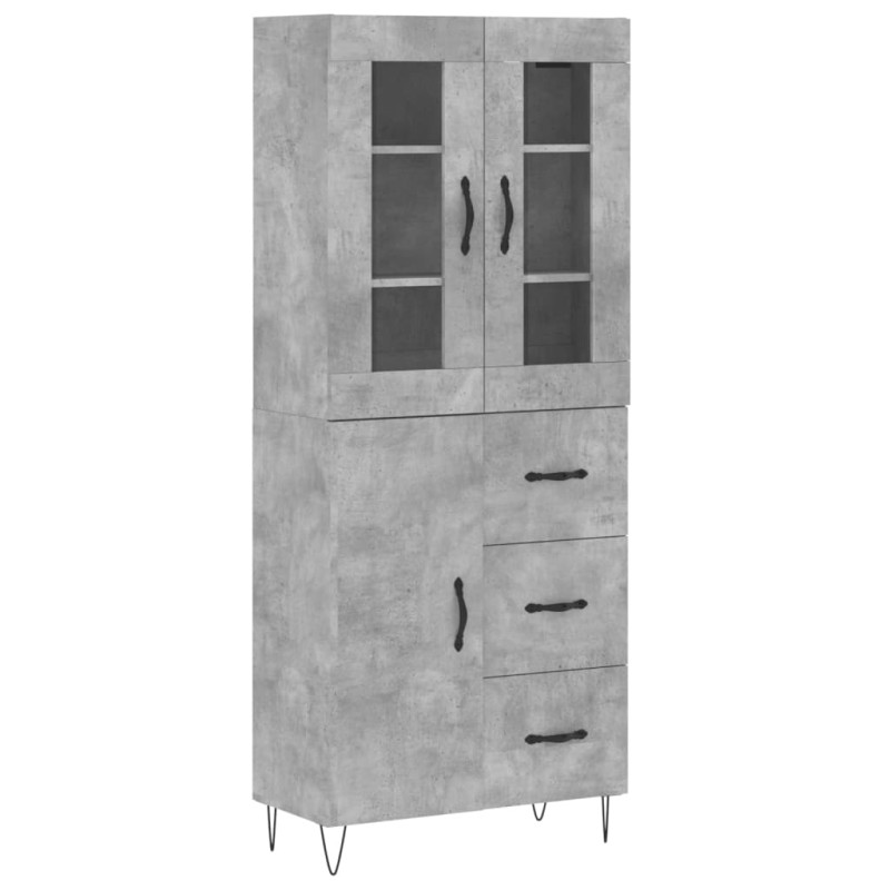 vidaXL Ντουλάπι Γκρι Σκυροδέματος 69,5x34x180 εκ. Επεξεργασμένο Ξύλο