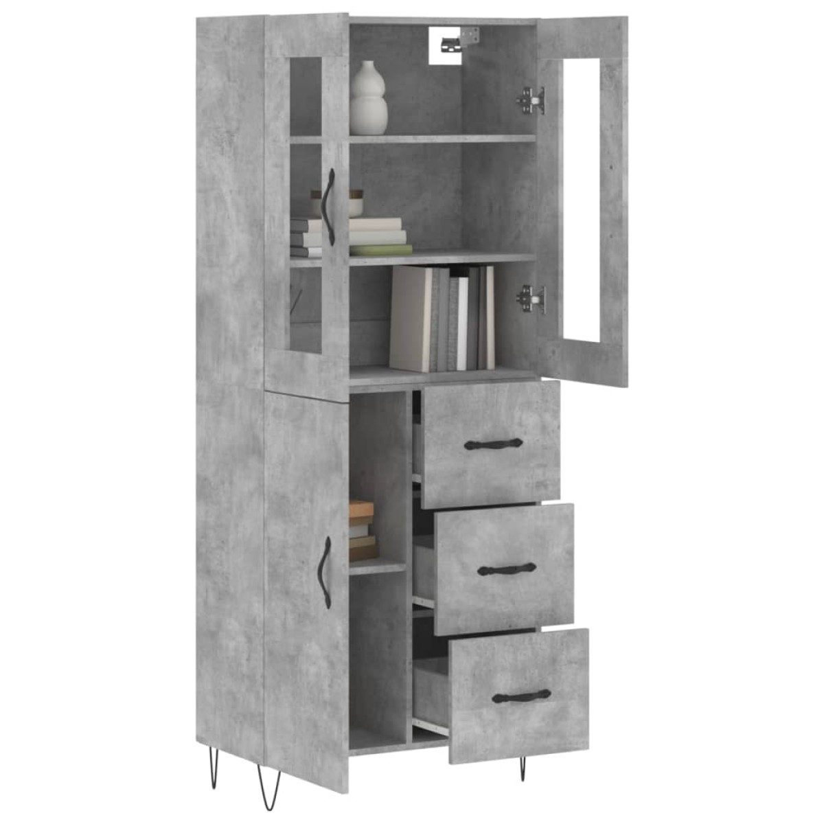 vidaXL Ντουλάπι Γκρι Σκυροδέματος 69,5x34x180 εκ. Επεξεργασμένο Ξύλο