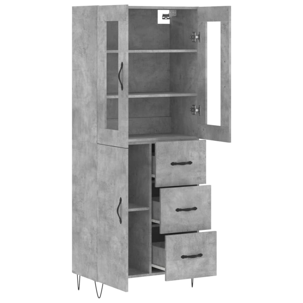 vidaXL Ντουλάπι Γκρι Σκυροδέματος 69,5x34x180 εκ. Επεξεργασμένο Ξύλο