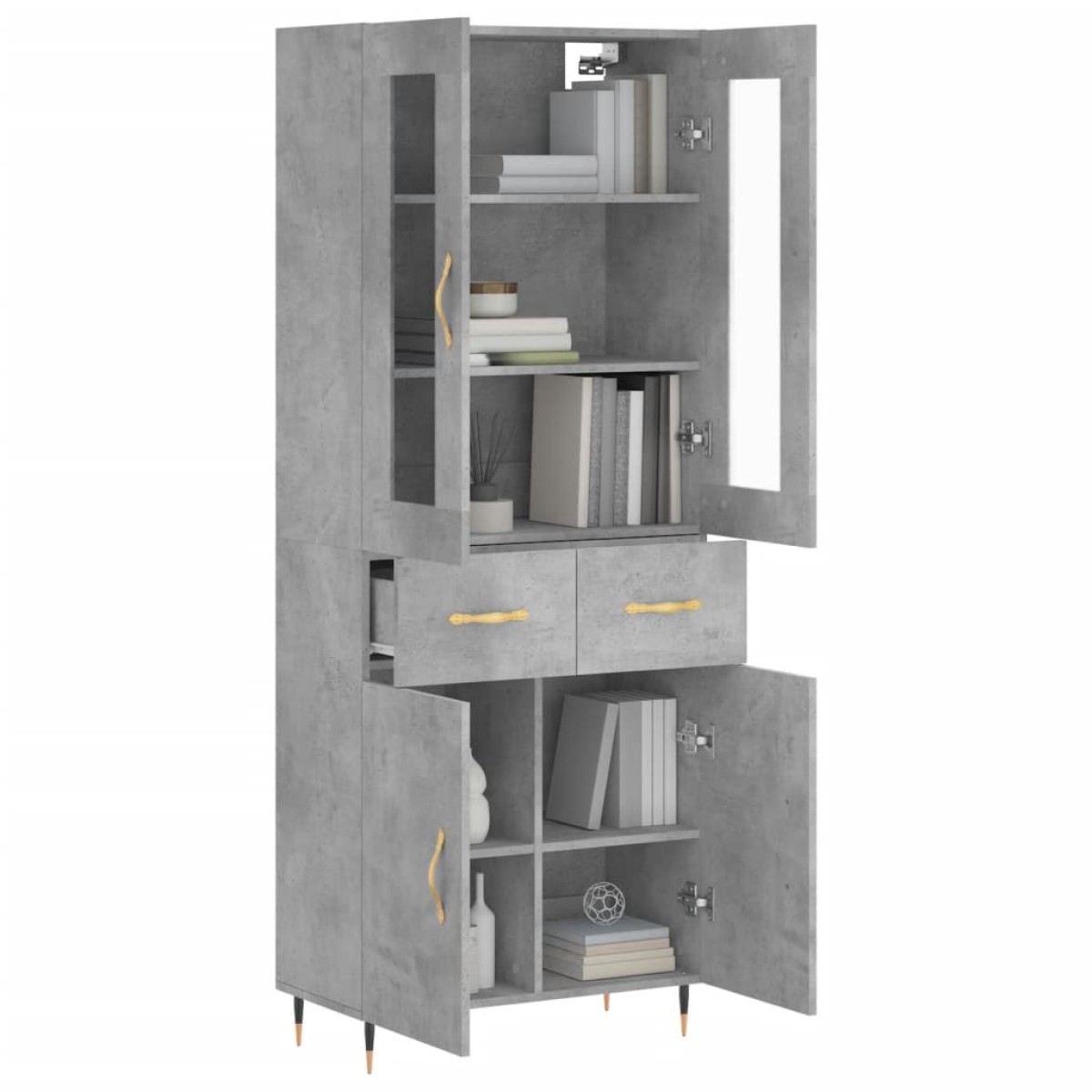 vidaXL Ντουλάπι Γκρι Σκυροδέματος 69,5x34x180 εκ. Επεξεργασμένο Ξύλο