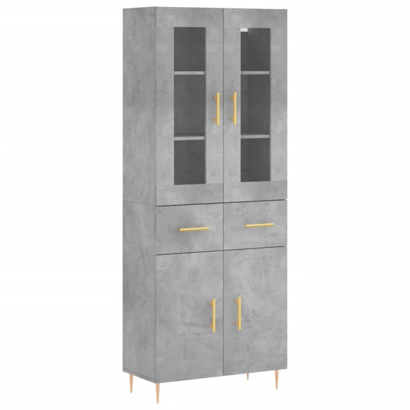 vidaXL Ντουλάπι Γκρι Σκυροδέματος 69,5x34x180 εκ. Επεξεργασμένο Ξύλο