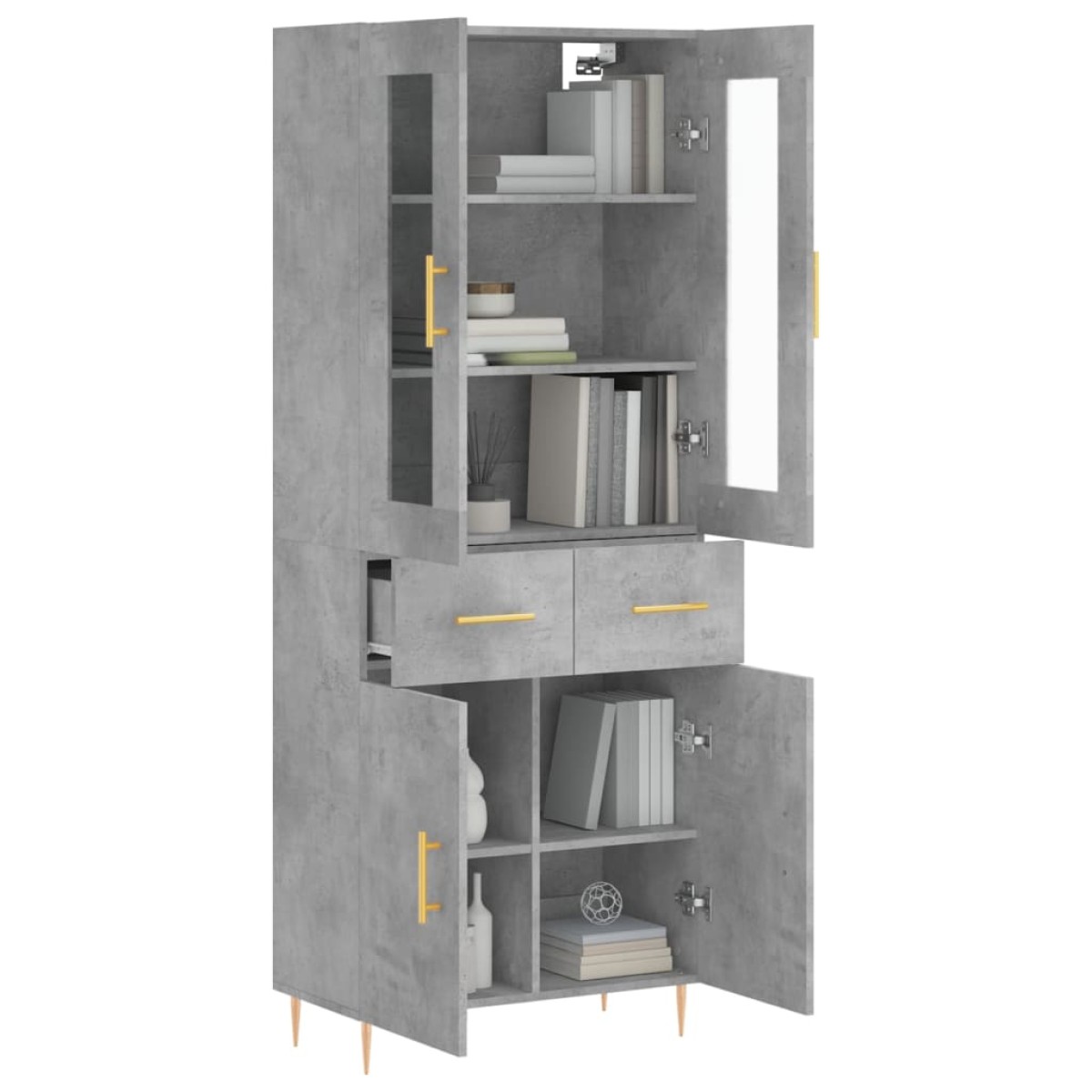 vidaXL Ντουλάπι Γκρι Σκυροδέματος 69,5x34x180 εκ. Επεξεργασμένο Ξύλο
