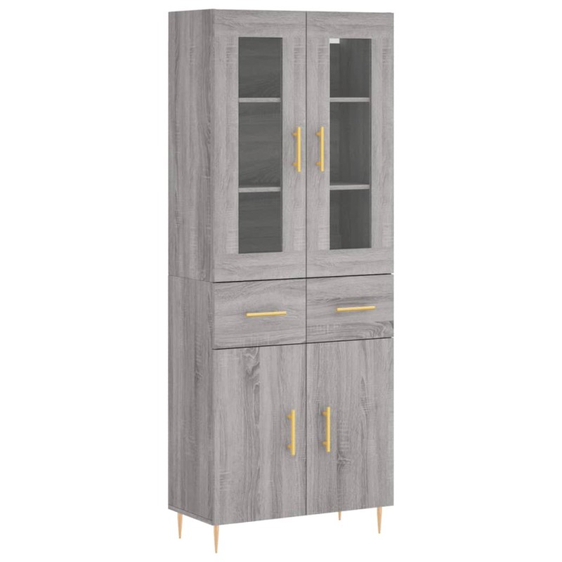 vidaXL Ντουλάπι Γκρι Sonoma 69,5 x 34 x 180 εκ. Επεξεργασμένο Ξύλο