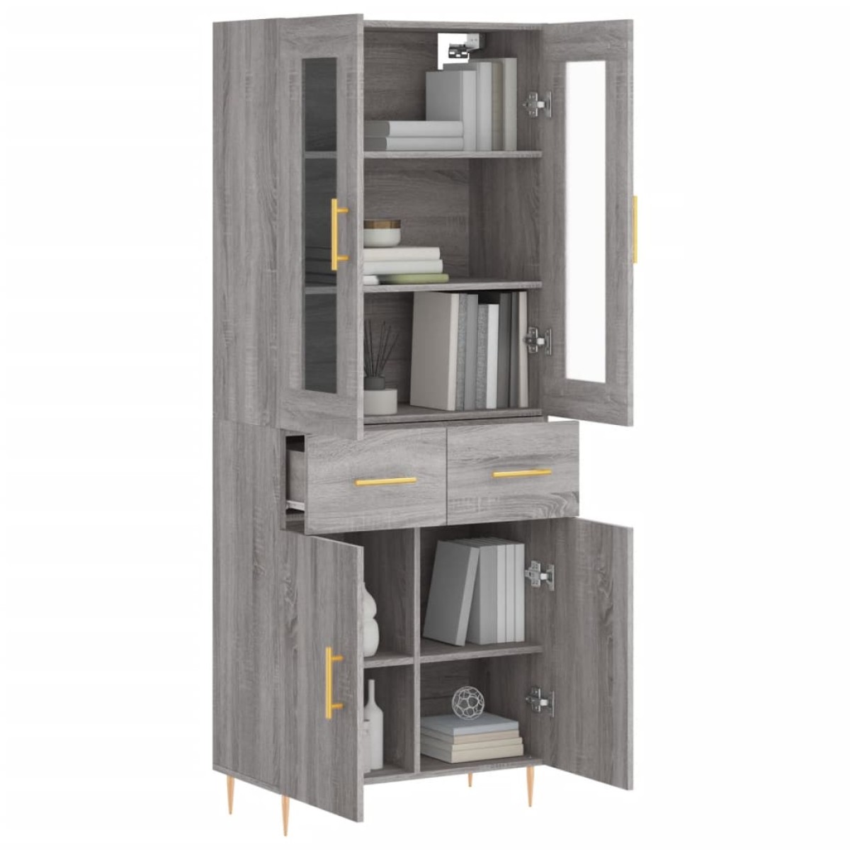 vidaXL Ντουλάπι Γκρι Sonoma 69,5 x 34 x 180 εκ. Επεξεργασμένο Ξύλο