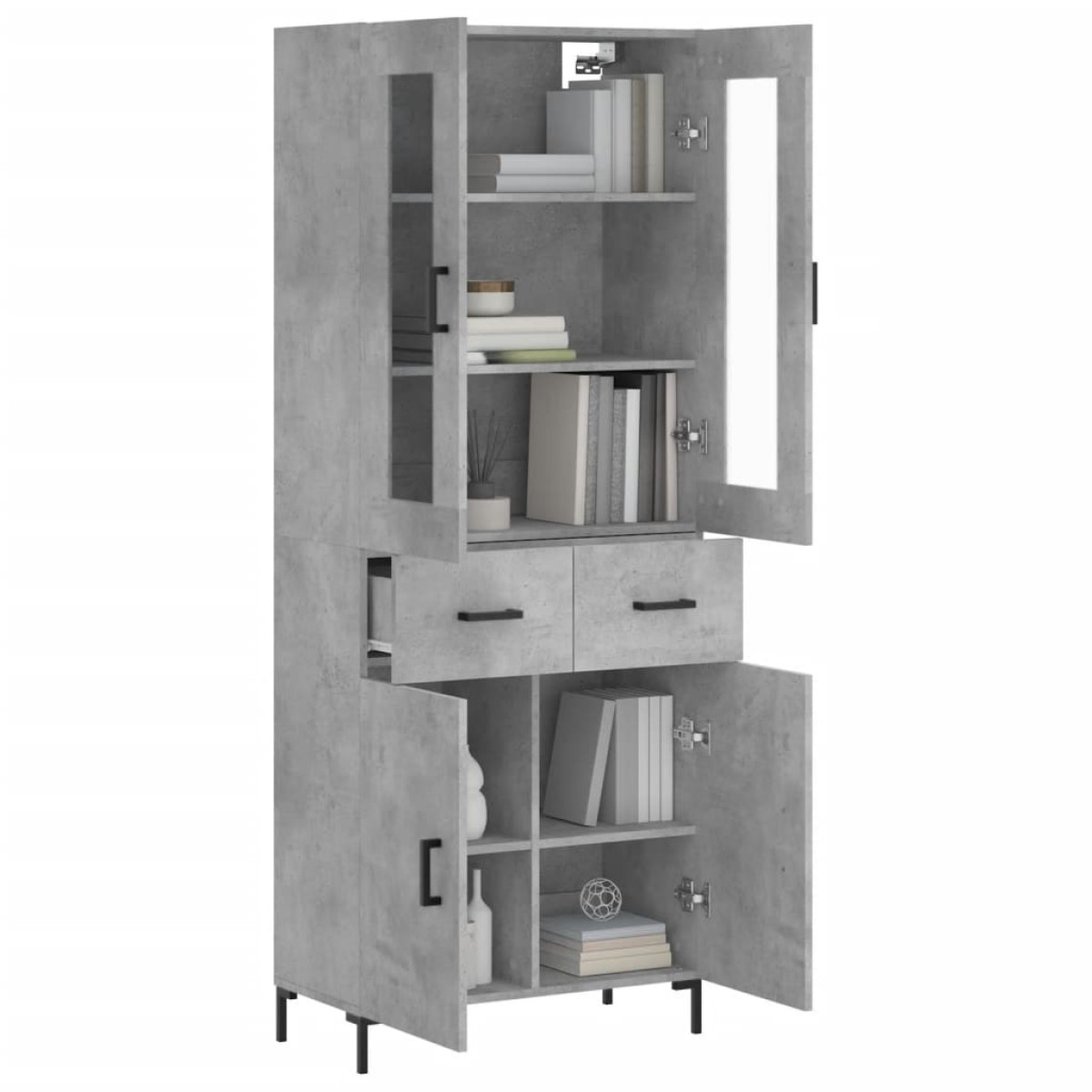 vidaXL Ντουλάπι Γκρι Σκυροδέματος 69,5x34x180 εκ. Επεξεργασμένο Ξύλο