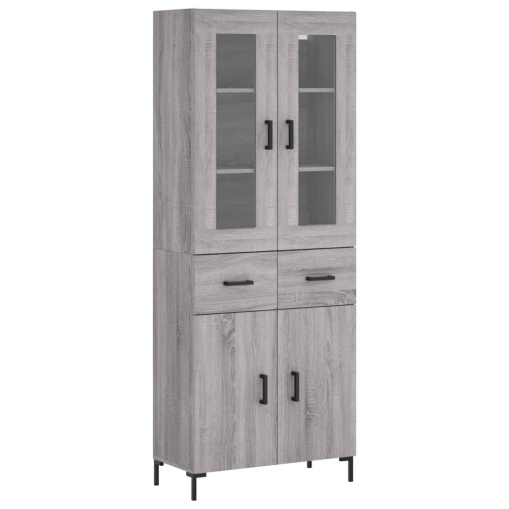 vidaXL Ντουλάπι Γκρι Sonoma 69,5 x 34 x 180 εκ. Επεξεργασμένο Ξύλο