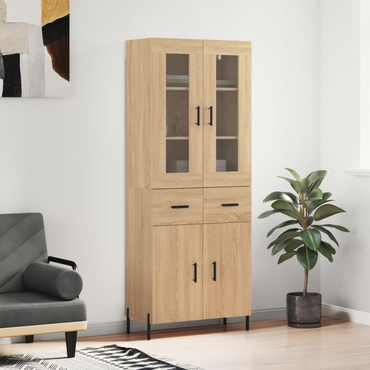 vidaXL Ντουλάπι Sonoma δρυς 69,5 x 34 x 180 εκ. από Επεξεργασμένο Ξύλο