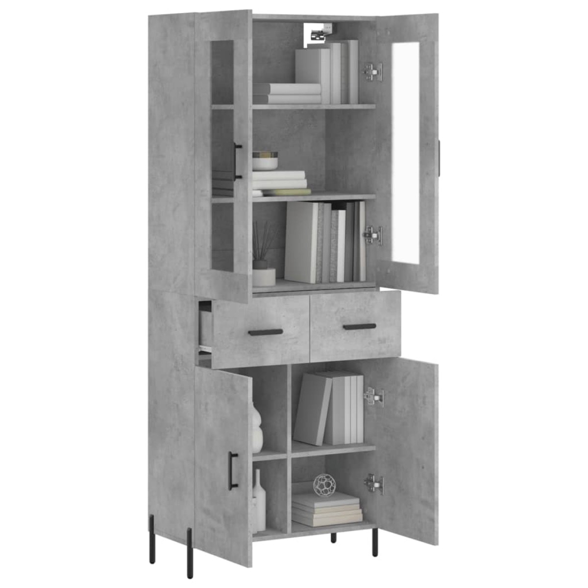 vidaXL Ντουλάπι Γκρι Σκυροδέματος 69,5x34x180 εκ. Επεξεργασμένο Ξύλο