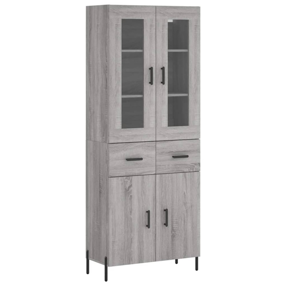 vidaXL Ντουλάπι Γκρι Sonoma 69,5 x 34 x 180 εκ. Επεξεργασμένο Ξύλο