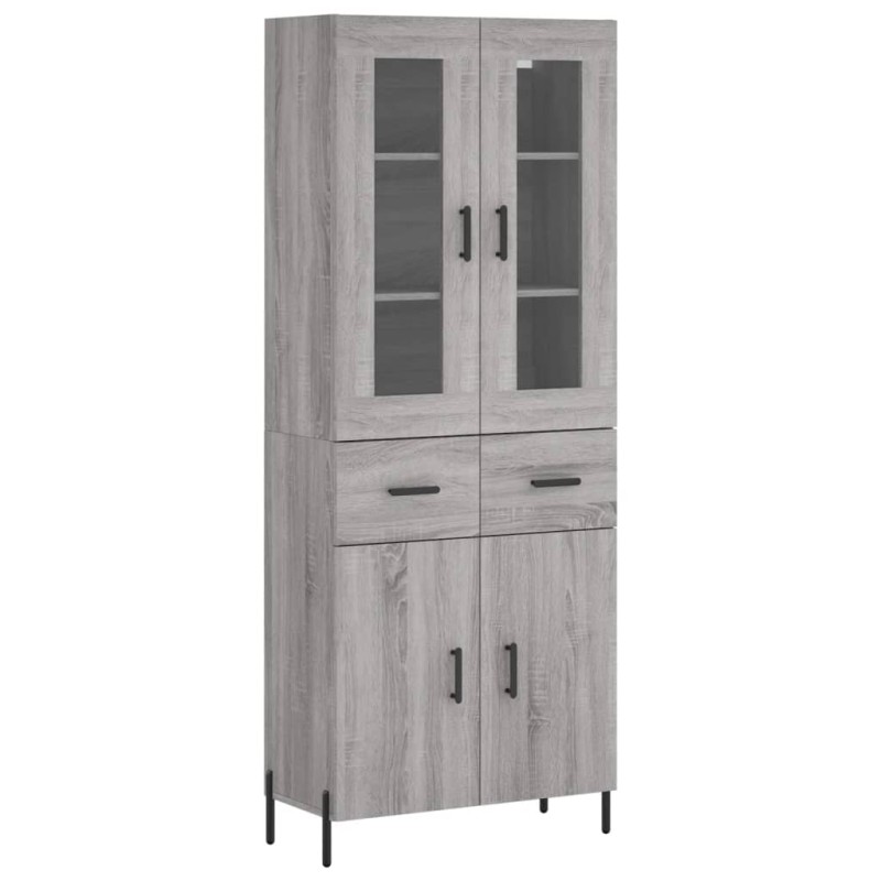 vidaXL Ντουλάπι Γκρι Sonoma 69,5 x 34 x 180 εκ. Επεξεργασμένο Ξύλο