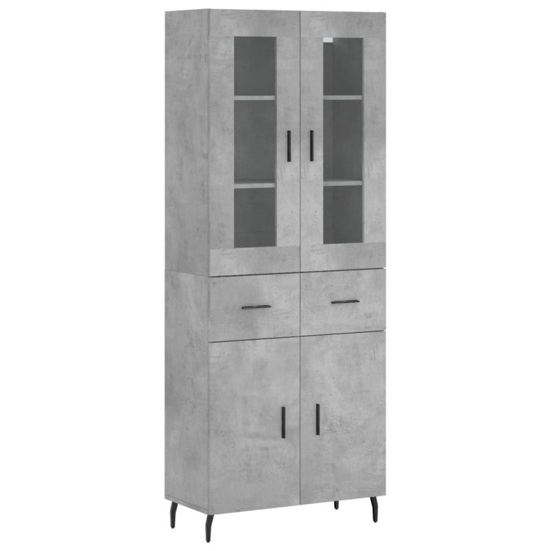 vidaXL Ντουλάπι Γκρι Σκυροδέματος 69,5x34x180 εκ. Επεξεργασμένο Ξύλο