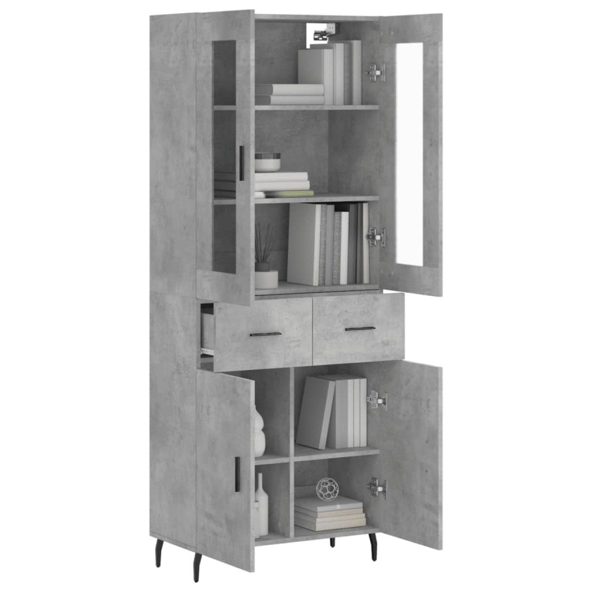 vidaXL Ντουλάπι Γκρι Σκυροδέματος 69,5x34x180 εκ. Επεξεργασμένο Ξύλο