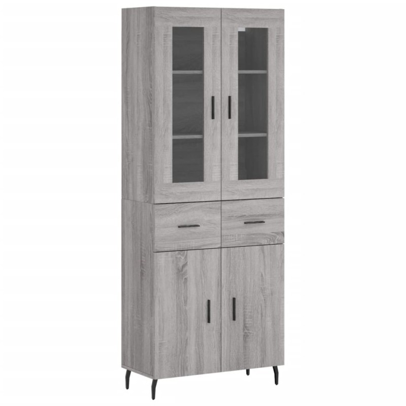 vidaXL Ντουλάπι Γκρι Sonoma 69,5 x 34 x 180 εκ. Επεξεργασμένο Ξύλο
