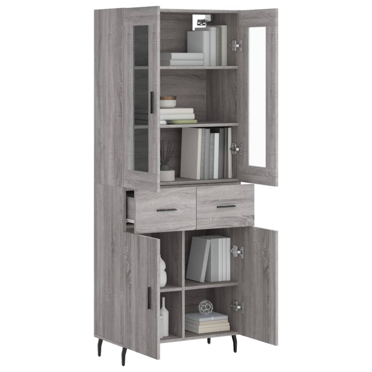 vidaXL Ντουλάπι Γκρι Sonoma 69,5 x 34 x 180 εκ. Επεξεργασμένο Ξύλο