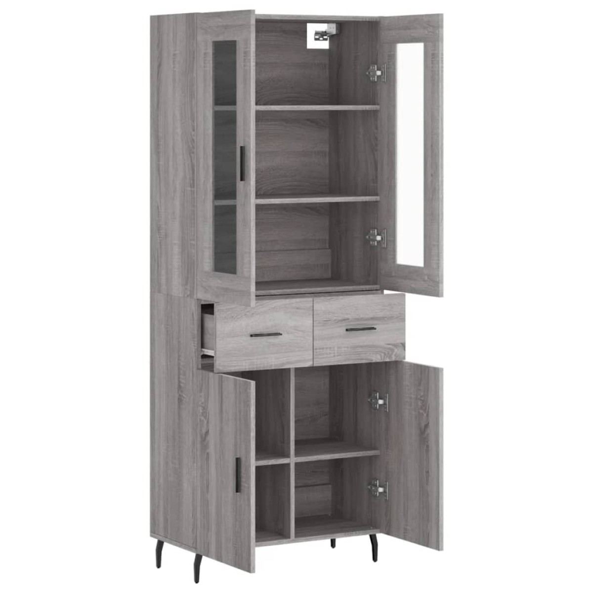 vidaXL Ντουλάπι Γκρι Sonoma 69,5 x 34 x 180 εκ. Επεξεργασμένο Ξύλο