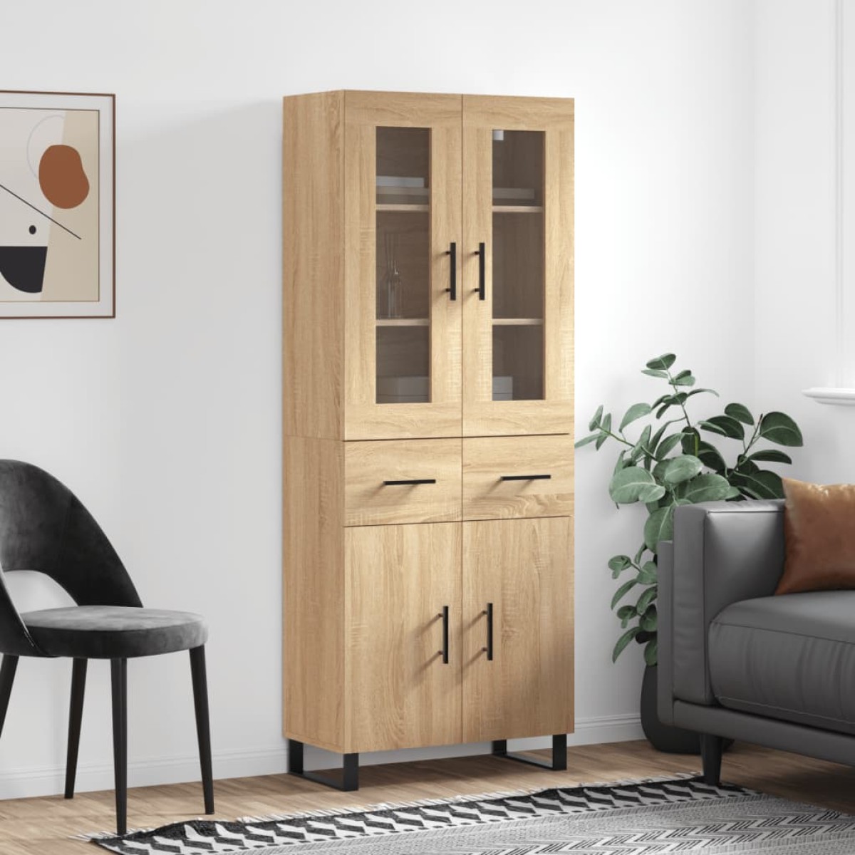 vidaXL Ντουλάπι Sonoma δρυς 69,5 x 34 x 180 εκ. από Επεξεργασμένο Ξύλο