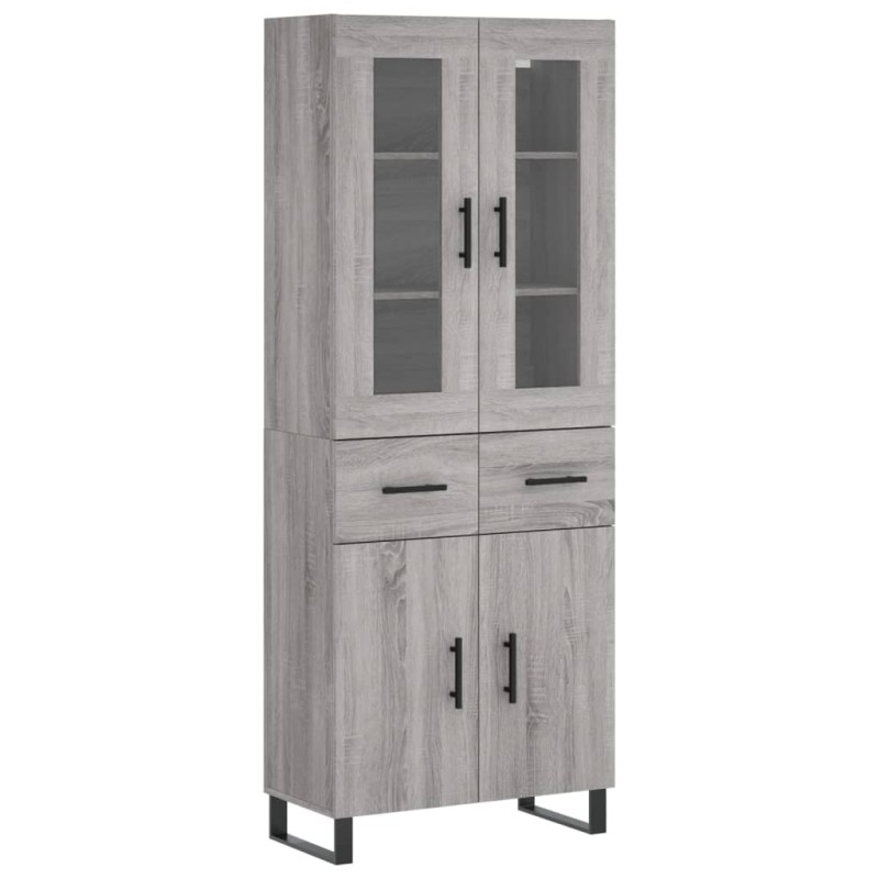 vidaXL Ντουλάπι Γκρι Sonoma 69,5 x 34 x 180 εκ. Επεξεργασμένο Ξύλο