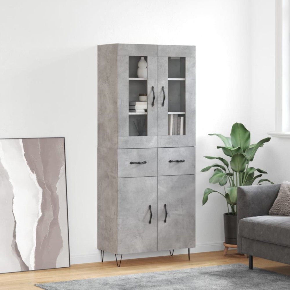 vidaXL Ντουλάπι Γκρι Σκυροδέματος 69,5x34x180 εκ. Επεξεργασμένο Ξύλο