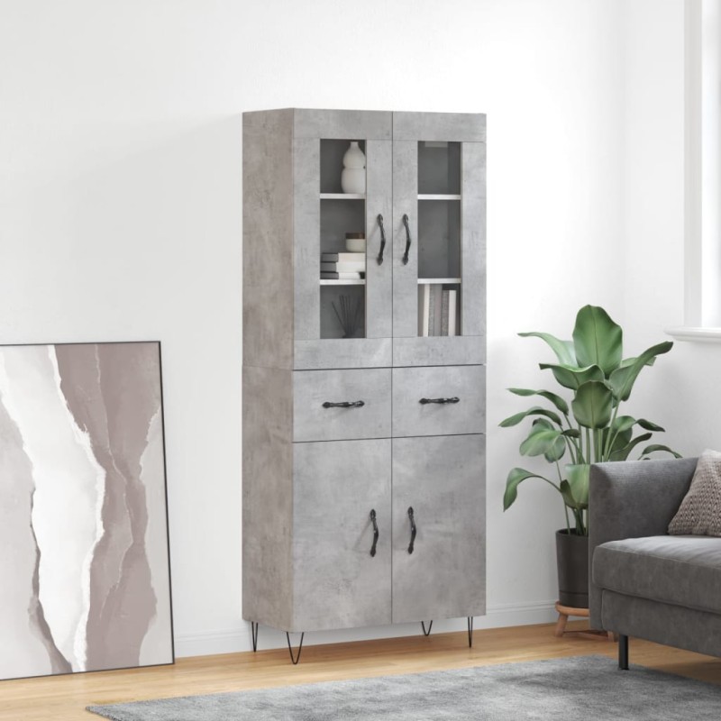 vidaXL Ντουλάπι Γκρι Σκυροδέματος 69,5x34x180 εκ. Επεξεργασμένο Ξύλο
