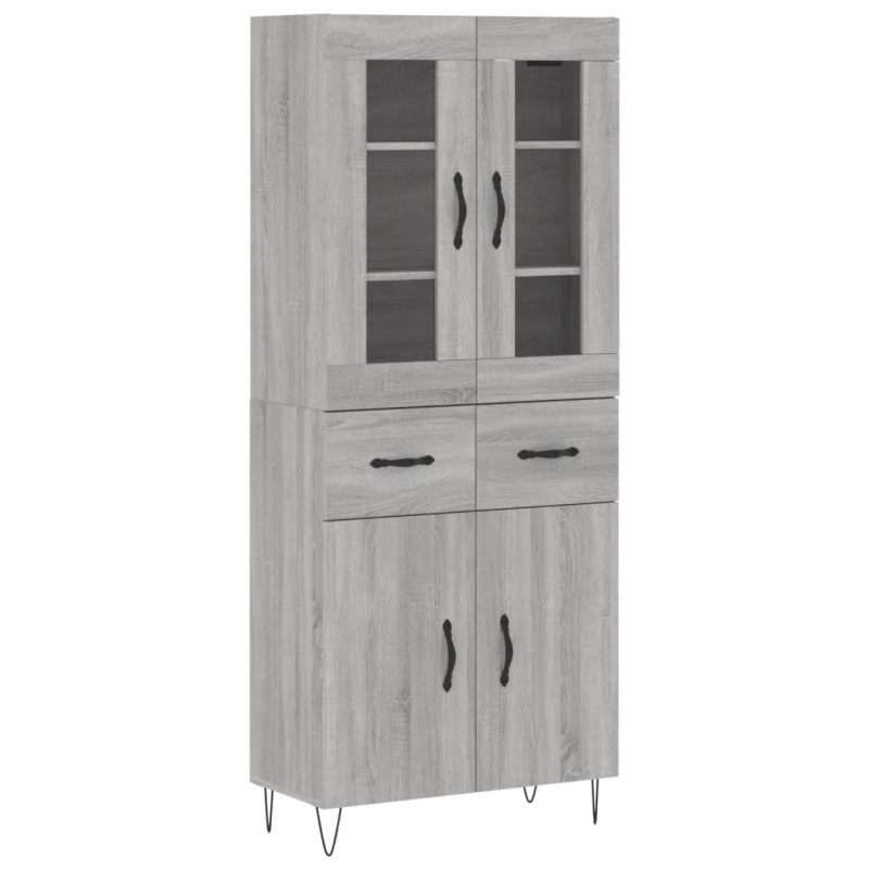 vidaXL Ντουλάπι Γκρι Sonoma 69,5 x 34 x 180 εκ. Επεξεργασμένο Ξύλο