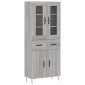 vidaXL Ντουλάπι Γκρι Sonoma 69,5 x 34 x 180 εκ. Επεξεργασμένο Ξύλο
