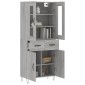 vidaXL Ντουλάπι Γκρι Sonoma 69,5 x 34 x 180 εκ. Επεξεργασμένο Ξύλο