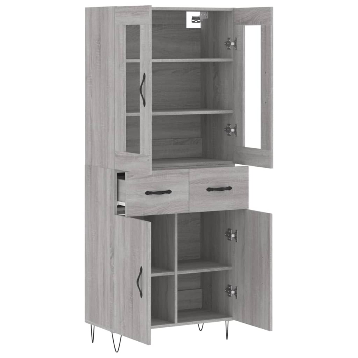 vidaXL Ντουλάπι Γκρι Sonoma 69,5 x 34 x 180 εκ. Επεξεργασμένο Ξύλο