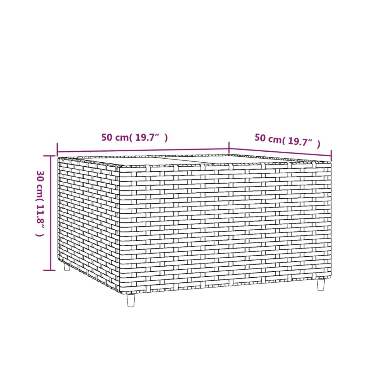 vidaXL Τραπέζάκι Κήπου Τετράγωνο Καφέ 50x50x30 εκ. από Συνθετικό Ρατάν