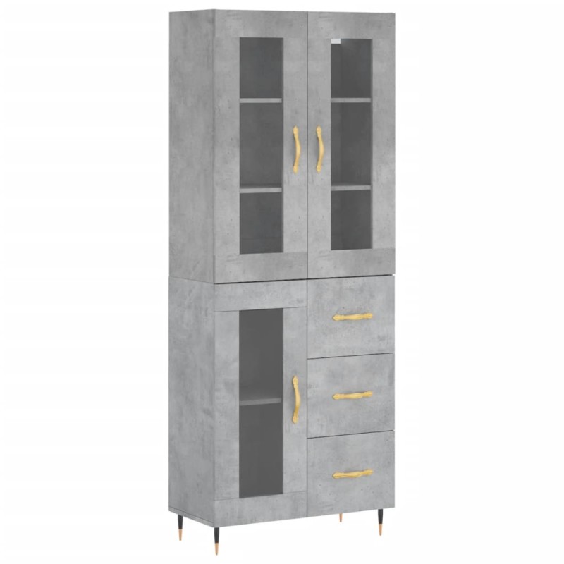 vidaXL Ντουλάπι Γκρι Σκυροδέματος 69,5x34x180 εκ. Επεξεργασμένο Ξύλο