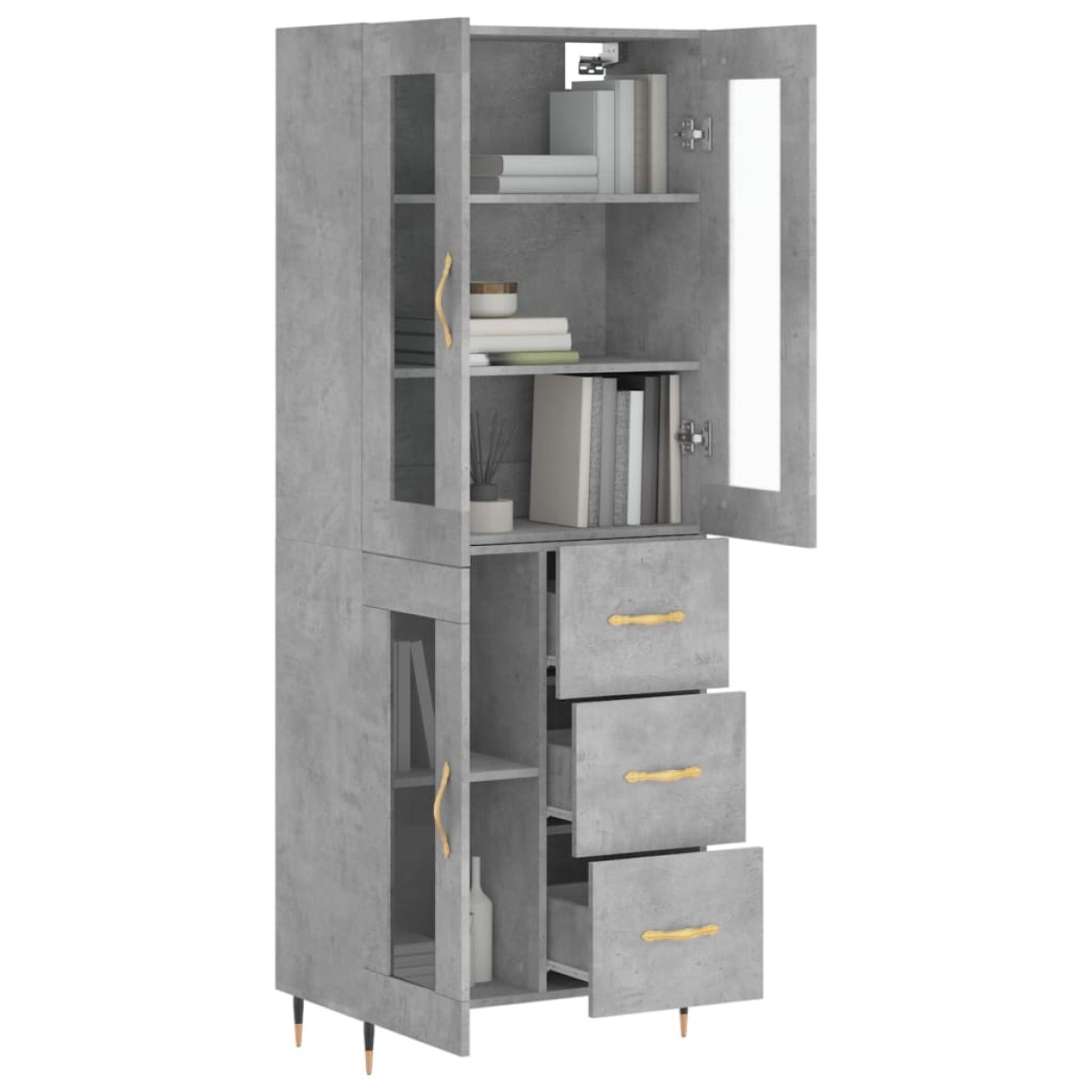 vidaXL Ντουλάπι Γκρι Σκυροδέματος 69,5x34x180 εκ. Επεξεργασμένο Ξύλο