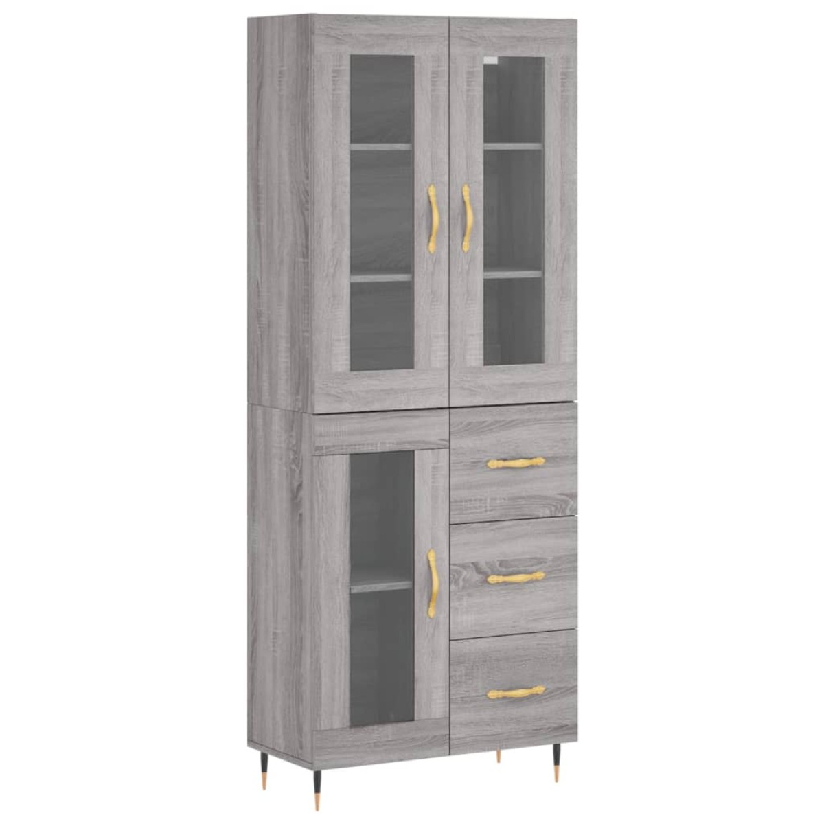 vidaXL Ντουλάπι Γκρι Sonoma 69,5 x 34 x 180 εκ. Επεξεργασμένο Ξύλο