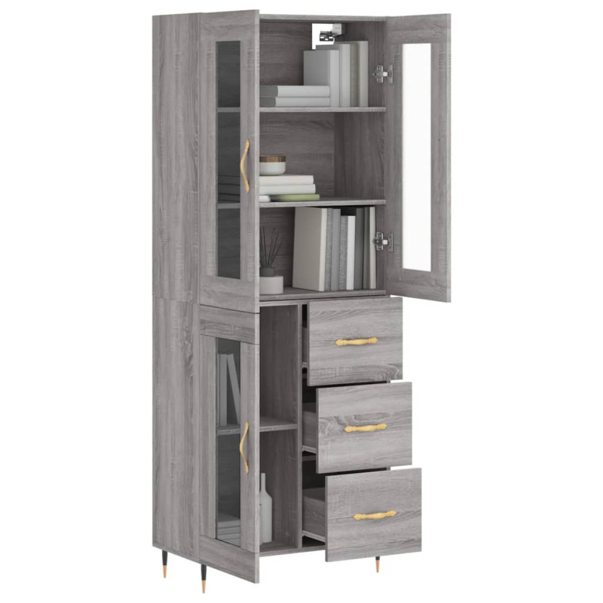 vidaXL Ντουλάπι Γκρι Sonoma 69,5 x 34 x 180 εκ. Επεξεργασμένο Ξύλο