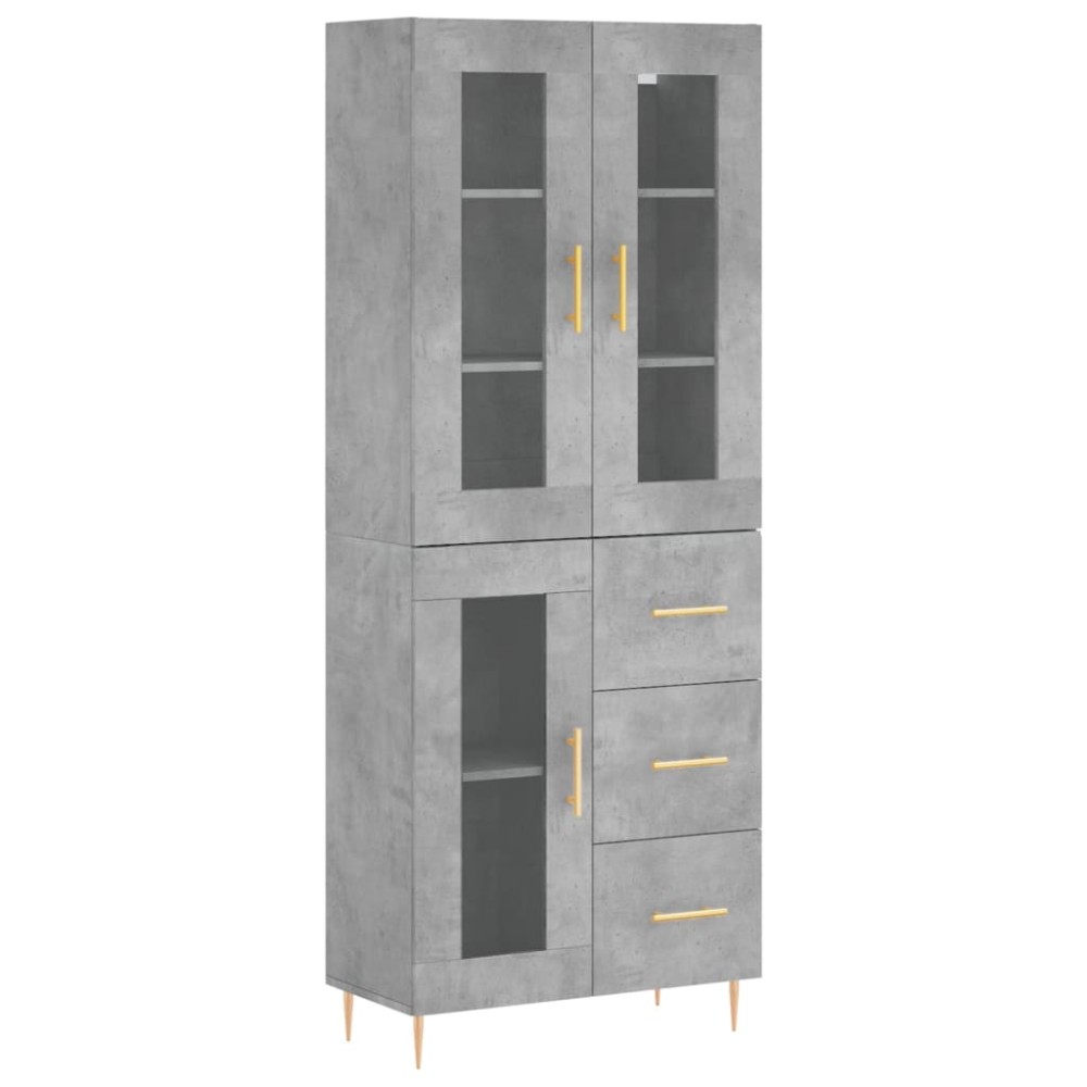 vidaXL Ντουλάπι Γκρι Σκυροδέματος 69,5x34x180 εκ. Επεξεργασμένο Ξύλο