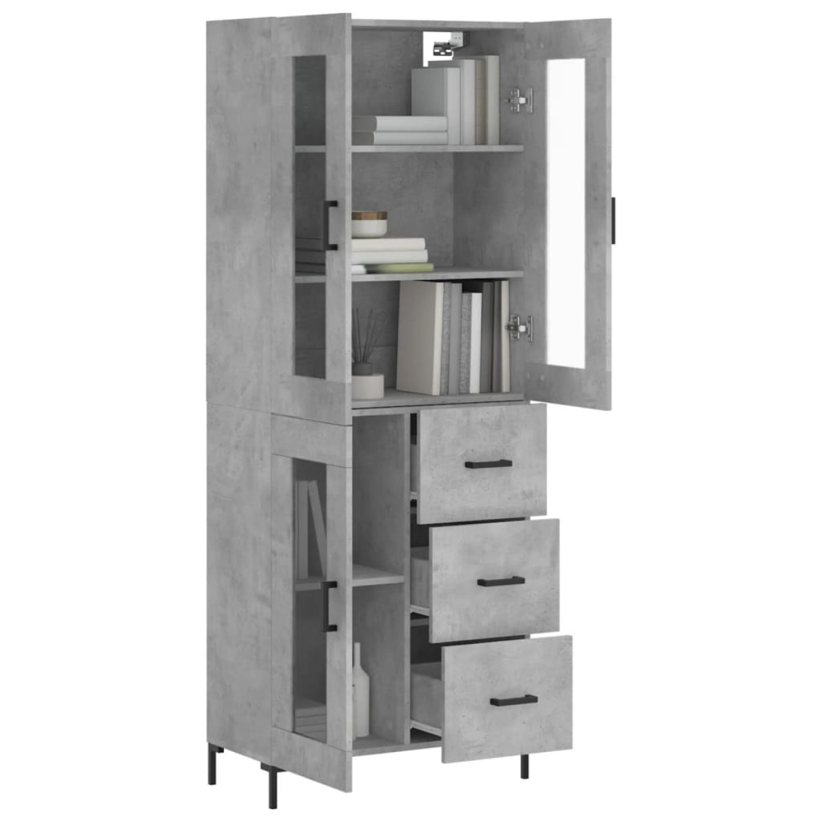 vidaXL Ντουλάπι Γκρι Σκυροδέματος 69,5x34x180 εκ. Επεξεργασμένο Ξύλο