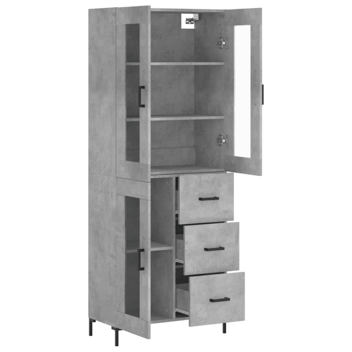vidaXL Ντουλάπι Γκρι Σκυροδέματος 69,5x34x180 εκ. Επεξεργασμένο Ξύλο