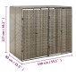 vidaXL Πλαίσιο για Κάδο Απορρ. με Ρόδες Γκρι 140x80x117 εκ Συνθ. Ρατάν